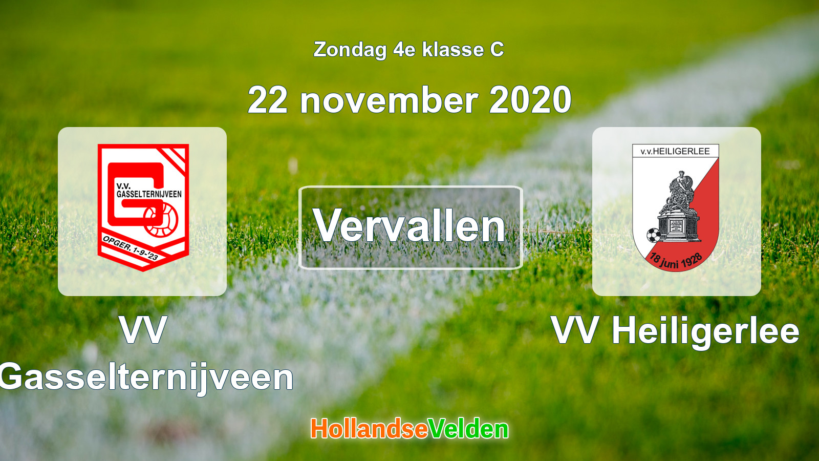 Geplande wedstrijd: VV Gasselternijveen - VV Heiligerlee (22 november 2020)