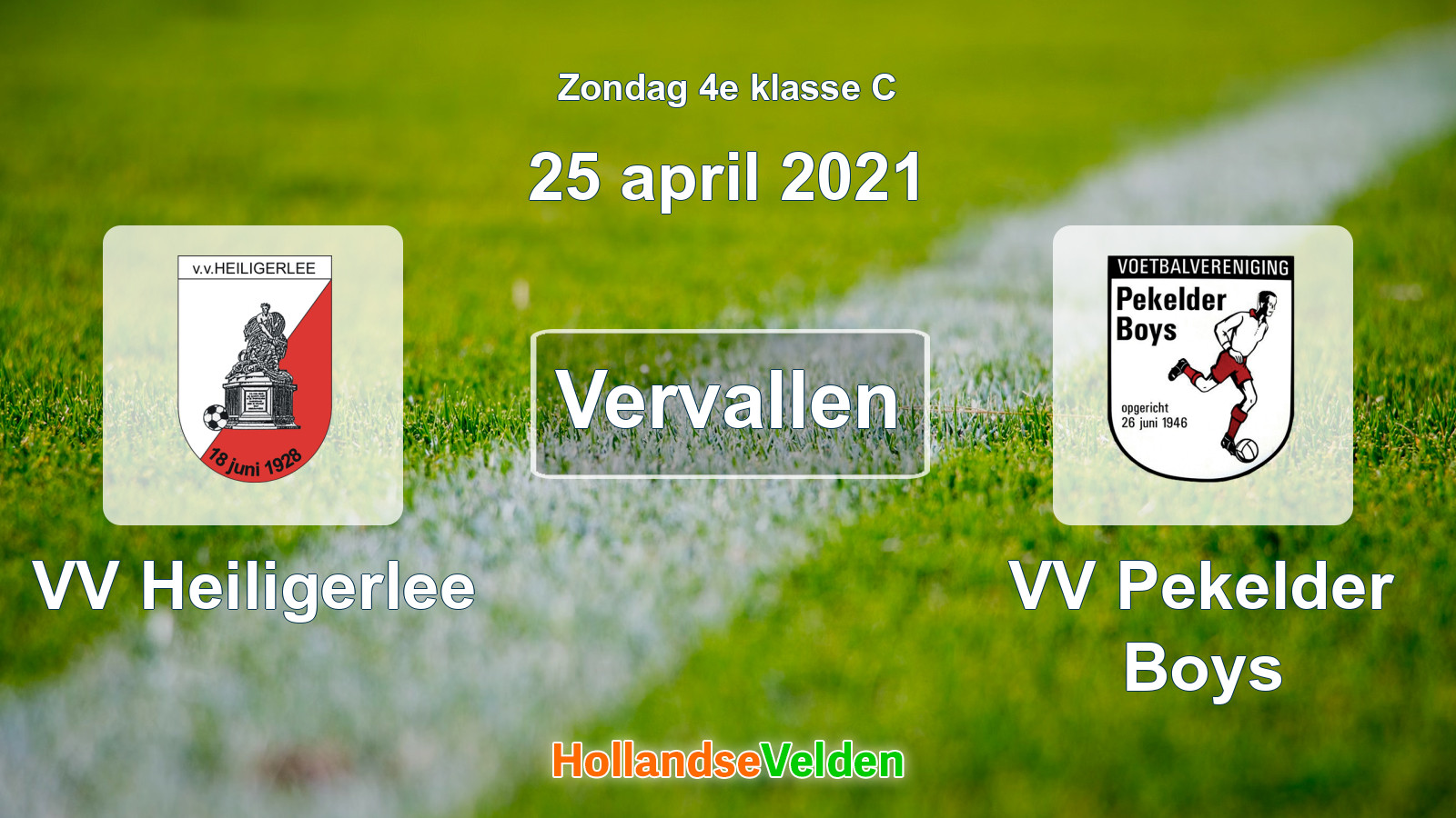 Geplande wedstrijd: VV Heiligerlee - VV Pekelder Boys (25 april 2021)