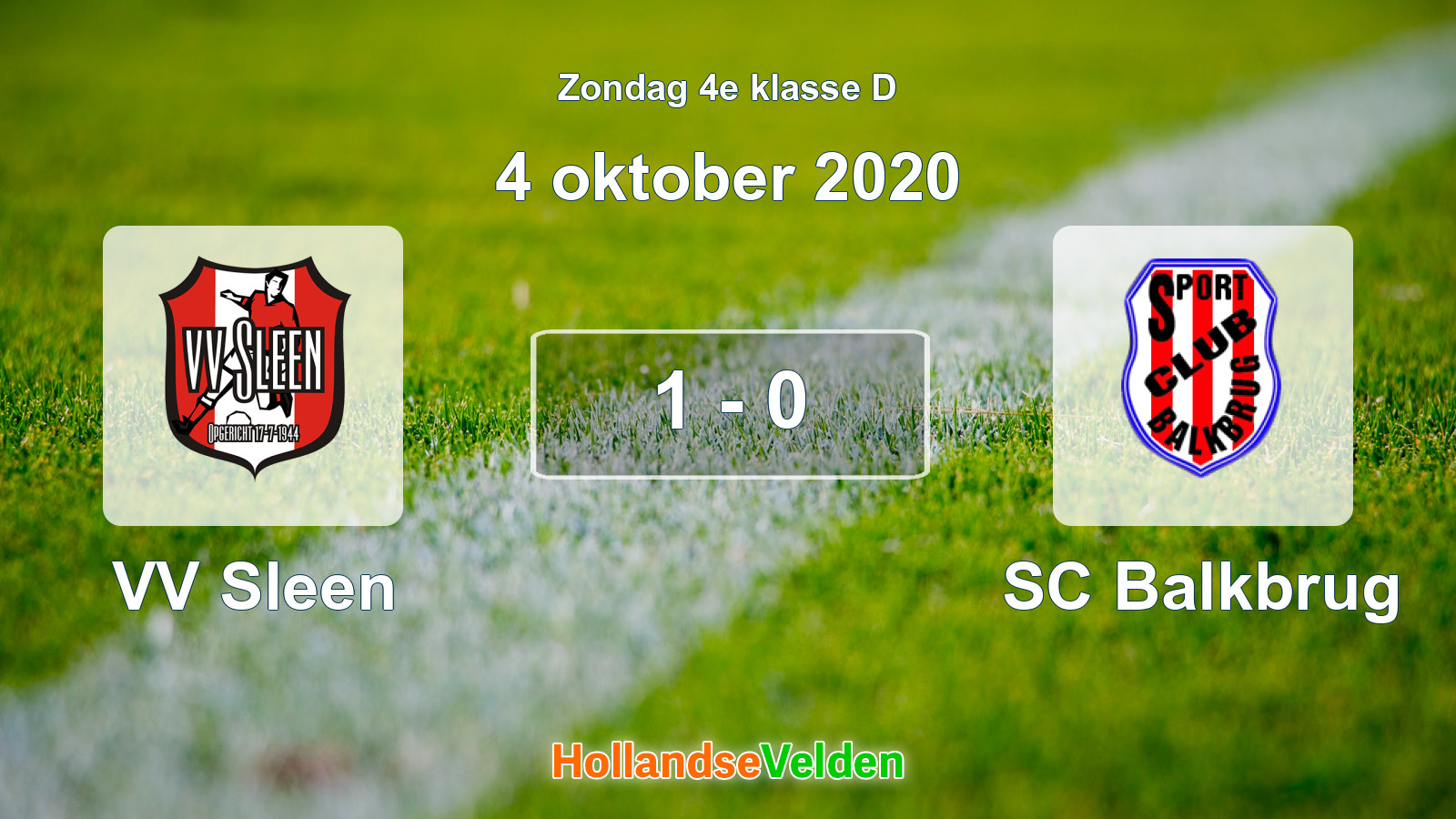 Gespeelde wedstrijd: VV Sleen - SC Balkbrug 1 - 0 (4 oktober 2020)