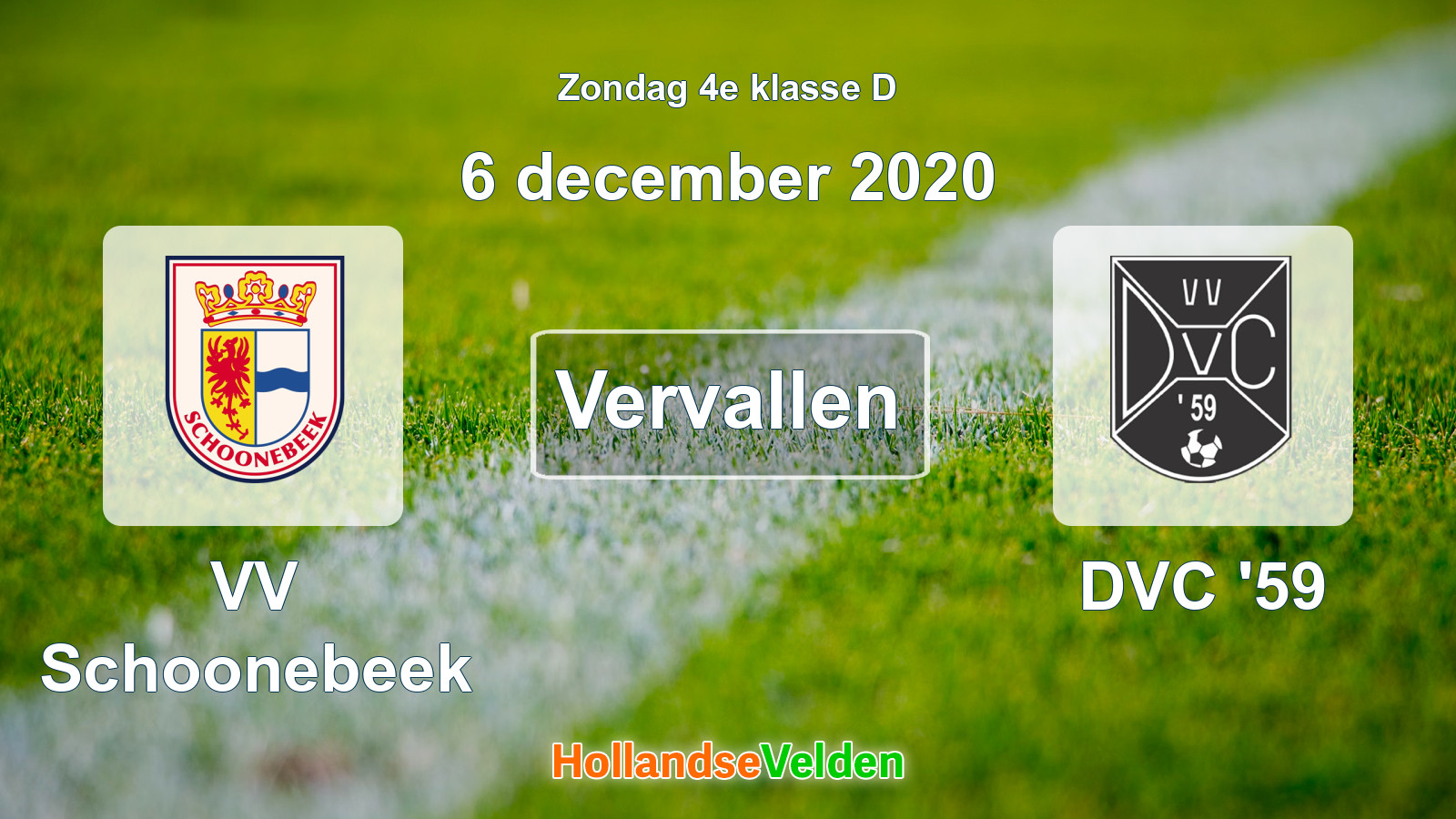Geplande wedstrijd: VV Schoonebeek - DVC '59 (6 december 2020)