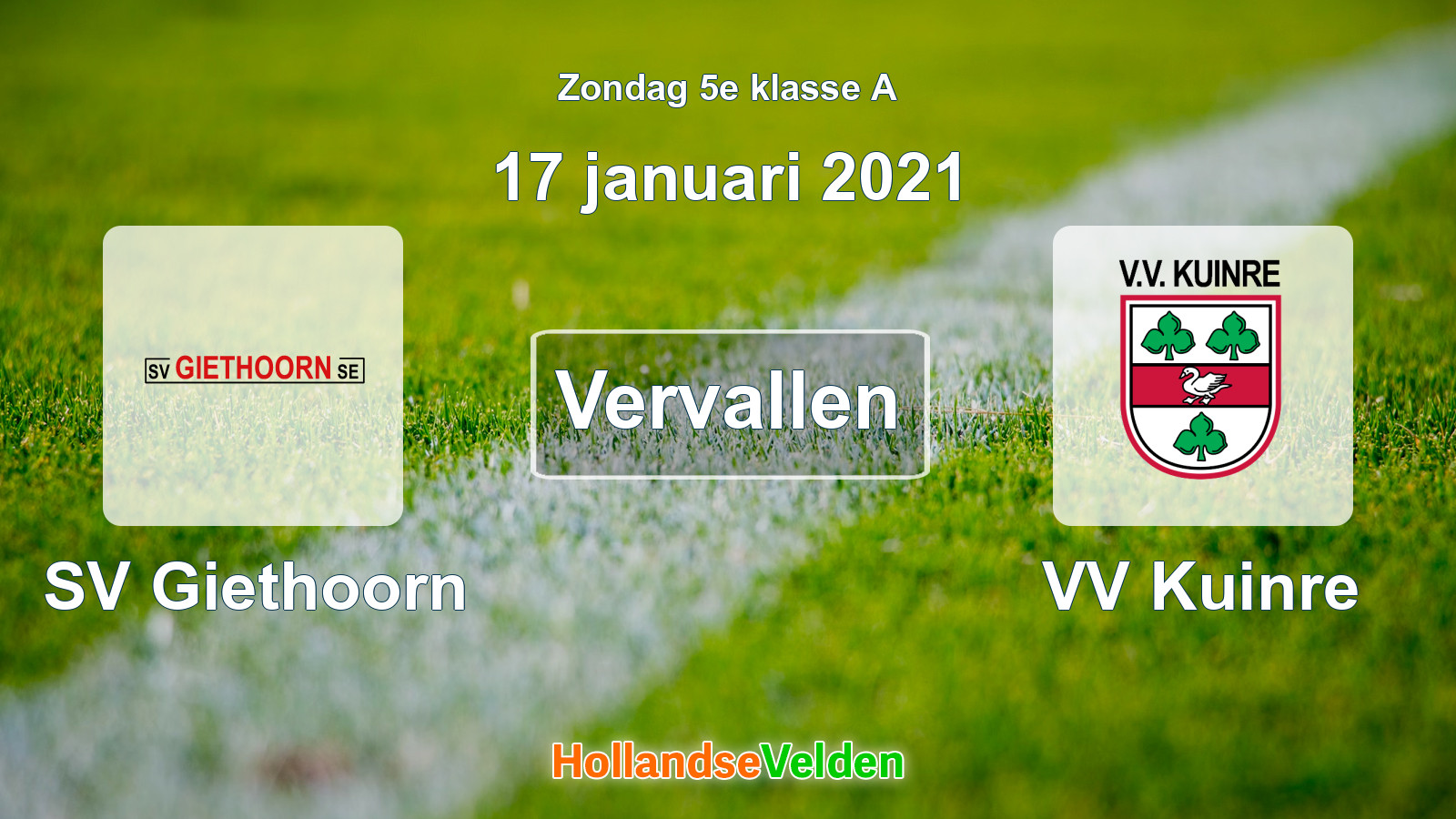 Geplande wedstrijd: SV Giethoorn - VV Kuinre (17 januari 2021)