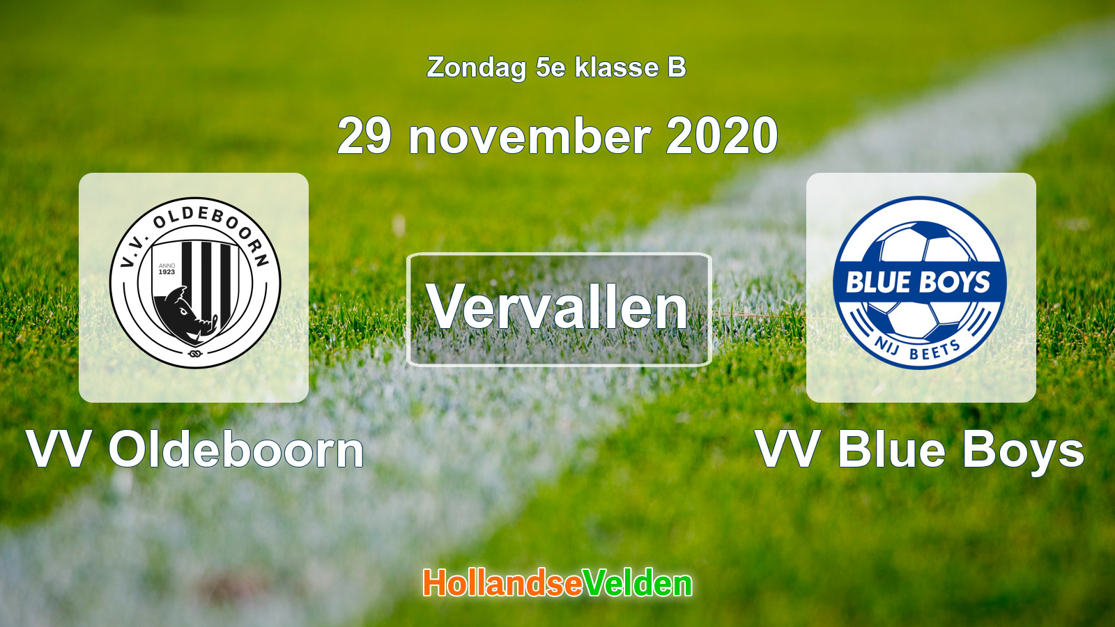 Geplande wedstrijd: VV Oldeboorn - VV Blue Boys (29 november 2020)