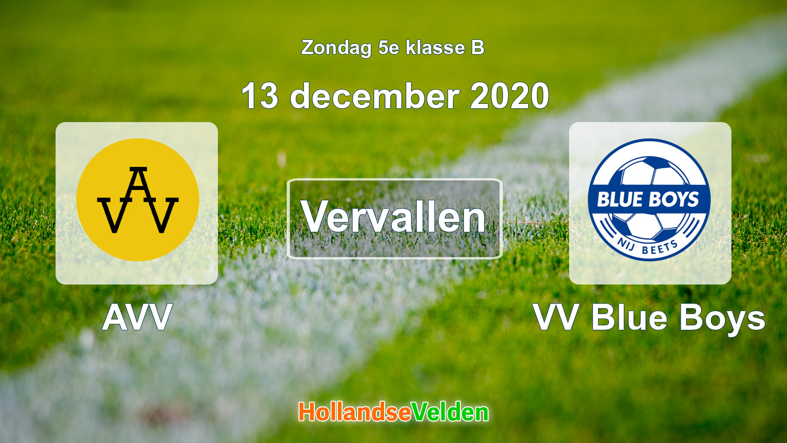 Geplande wedstrijd: AVV - VV Blue Boys (13 december 2020)