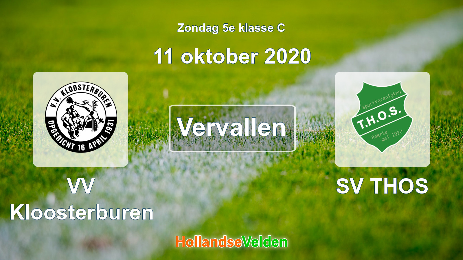 Geplande wedstrijd: VV Kloosterburen - SV THOS (11 oktober 2020)