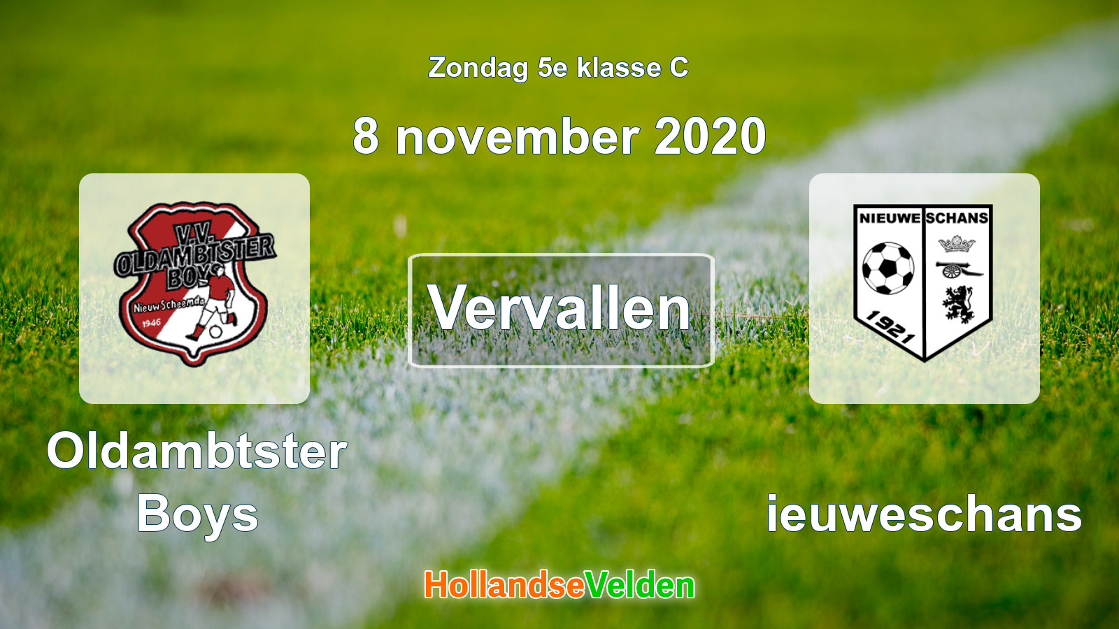 Geplande wedstrijd: Oldambtster Boys - Nieuweschans (8 november 2020)
