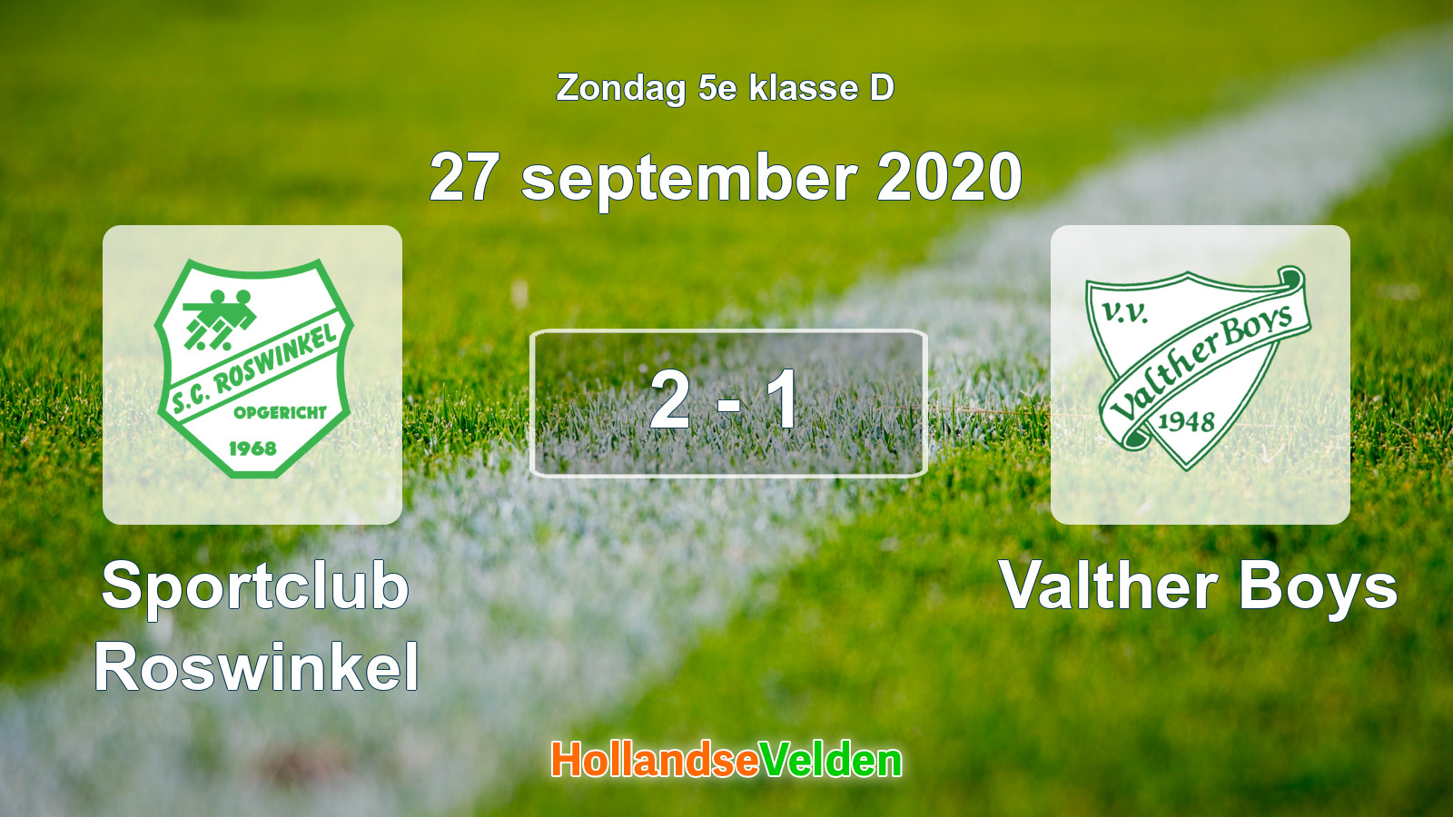 Gespeelde wedstrijd: Sportclub Roswinkel - Valther Boys 2 - 1 (27 september 2020)