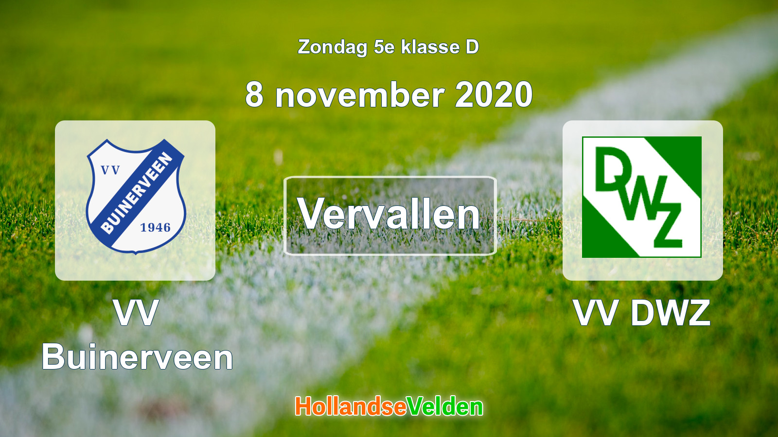 Geplande wedstrijd: VV Buinerveen - VV DWZ (8 november 2020)