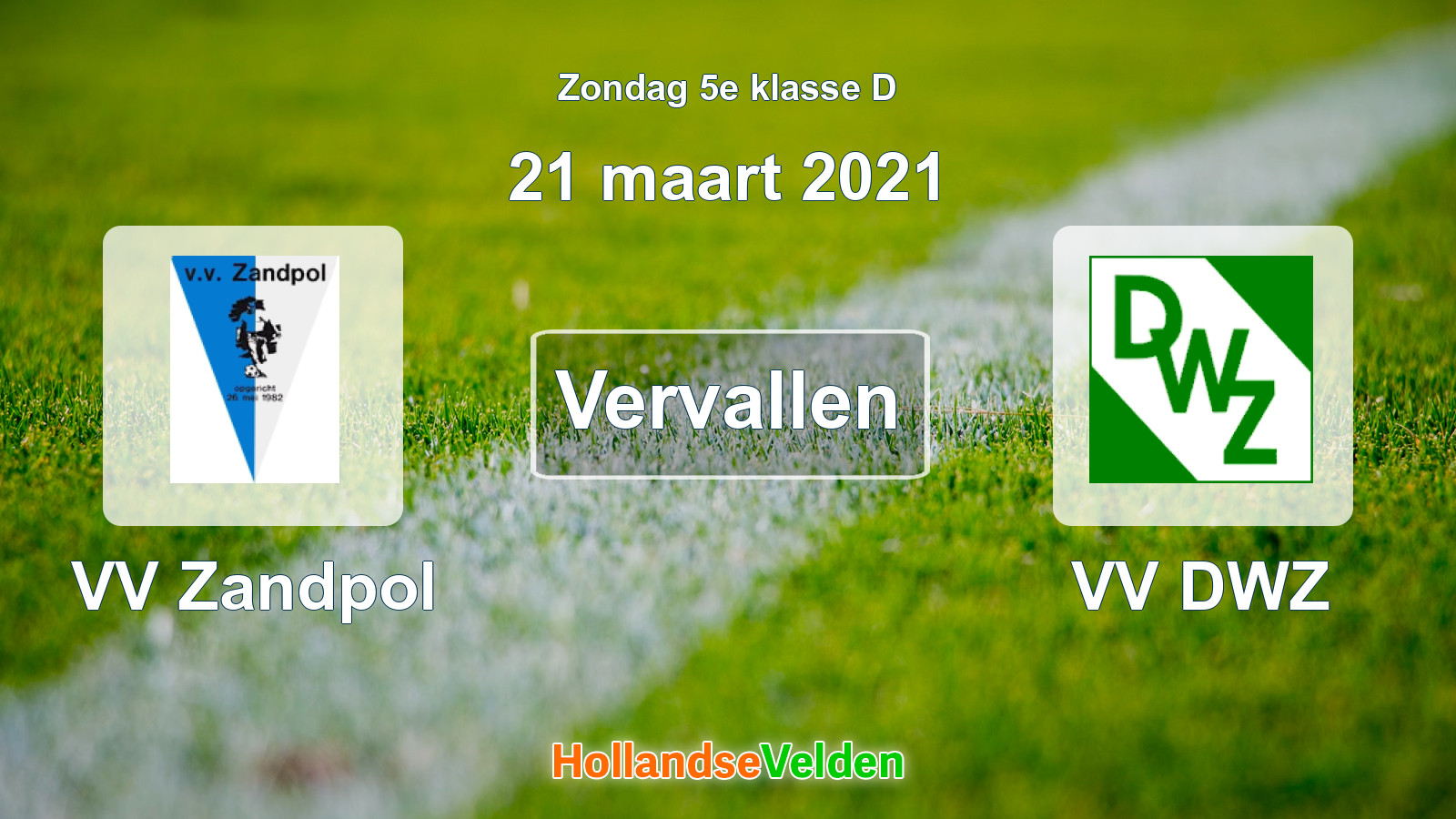 Geplande wedstrijd: VV Zandpol - VV DWZ (21 maart 2021)