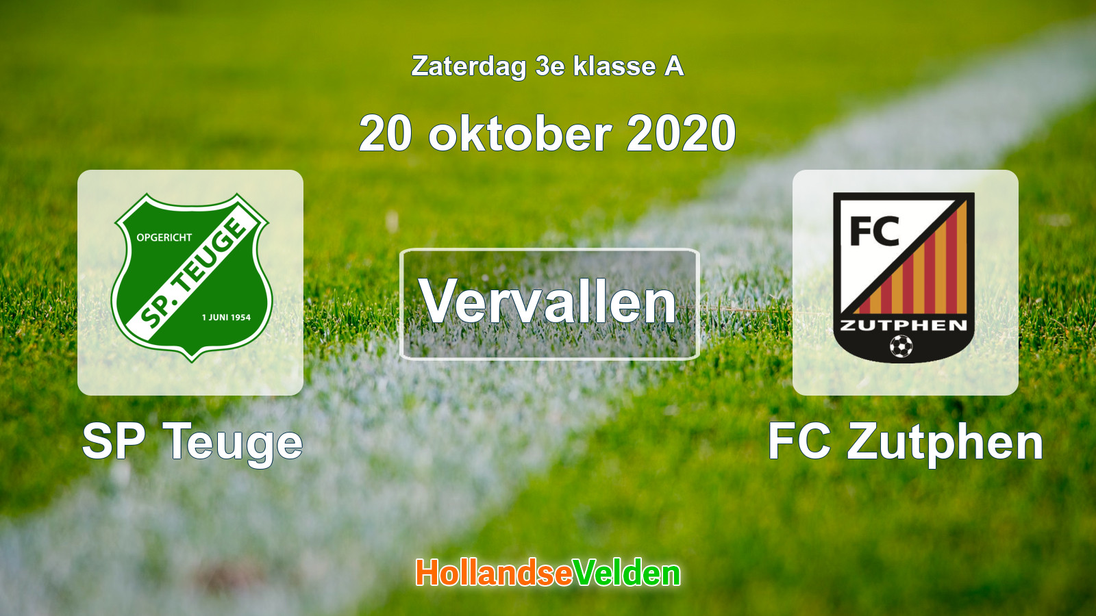 Geplande wedstrijd: SP Teuge - FC Zutphen (20 oktober 2020)