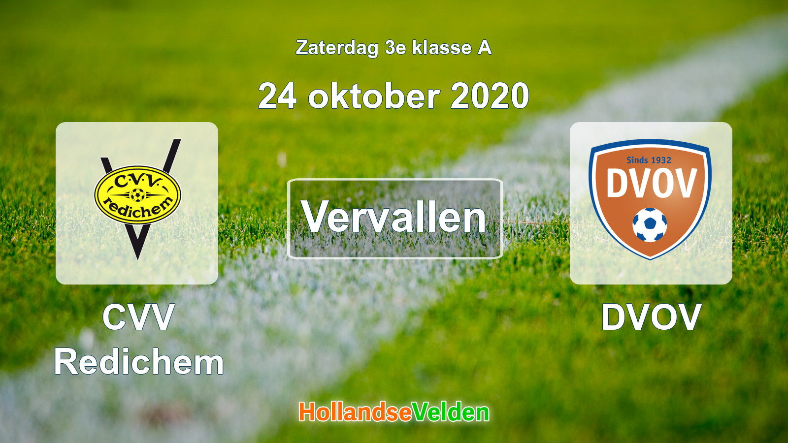 Geplande wedstrijd: CVV Redichem - DVOV (24 oktober 2020)