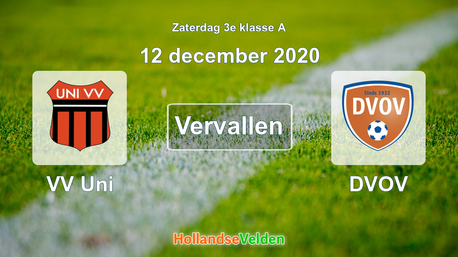 Geplande wedstrijd: VV Uni - DVOV (12 december 2020)