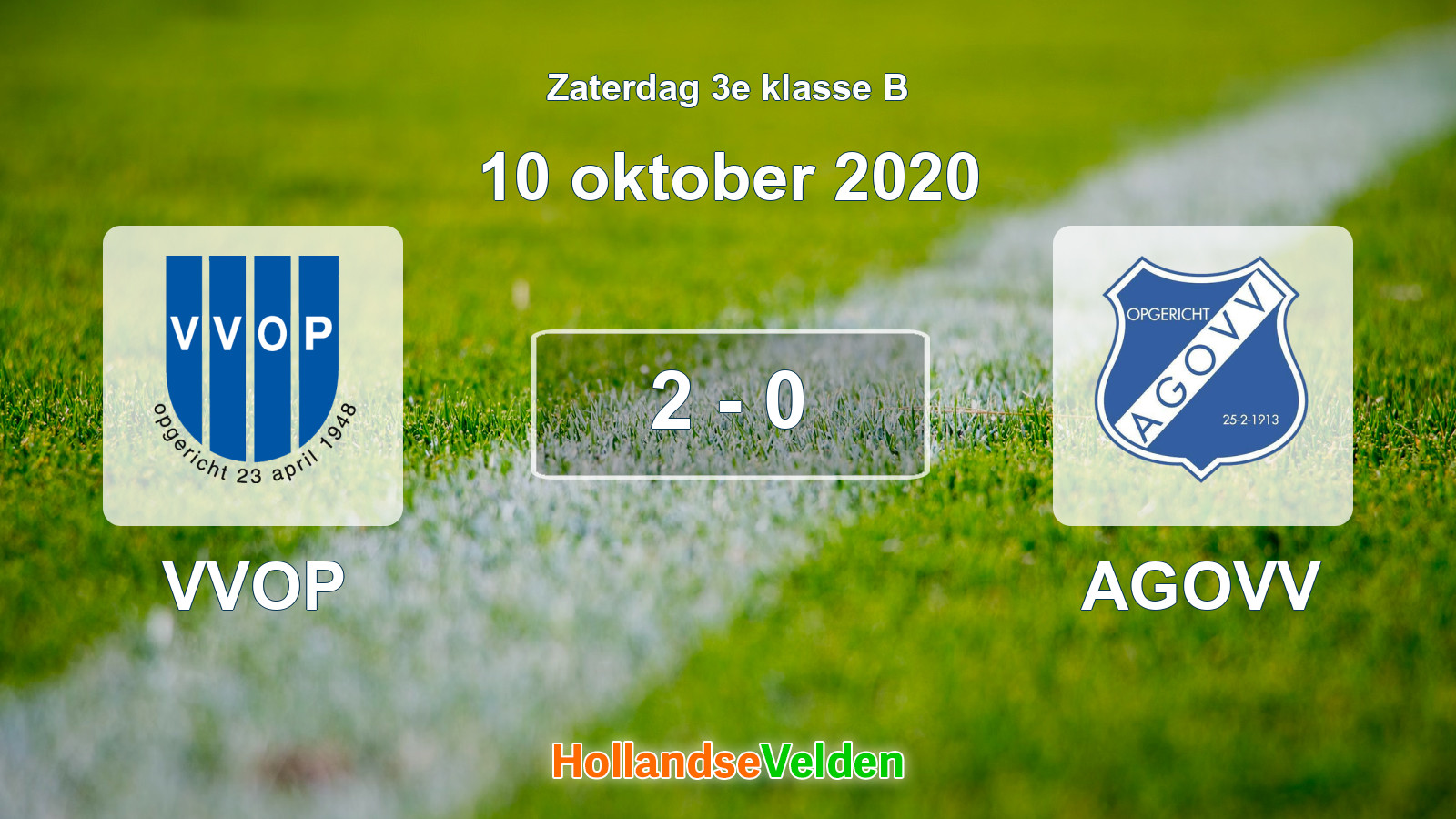 Gespeelde wedstrijd: VVOP - AGOVV 2 - 0 (10 oktober 2020)