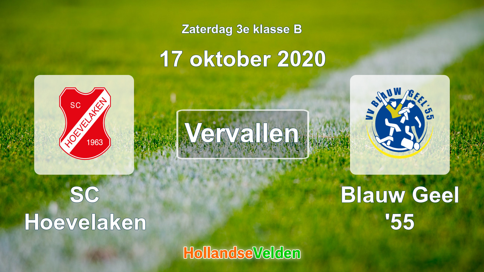 Geplande wedstrijd: SC Hoevelaken - Blauw Geel '55 (17 oktober 2020)