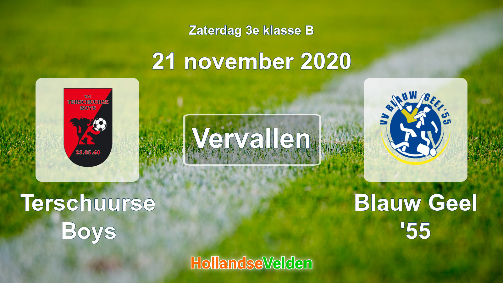 Geplande wedstrijd: Terschuurse Boys - Blauw Geel '55 (21 november 2020)