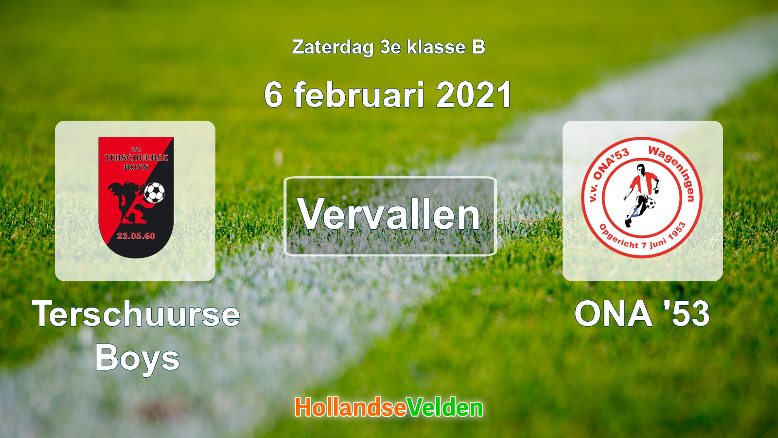 Geplande wedstrijd: Terschuurse Boys - ONA '53 (6 februari 2021)