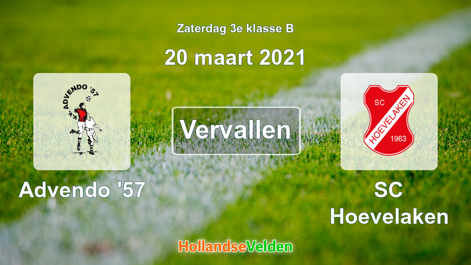 Geplande wedstrijd: Advendo '57 - SC Hoevelaken (20 maart 2021)