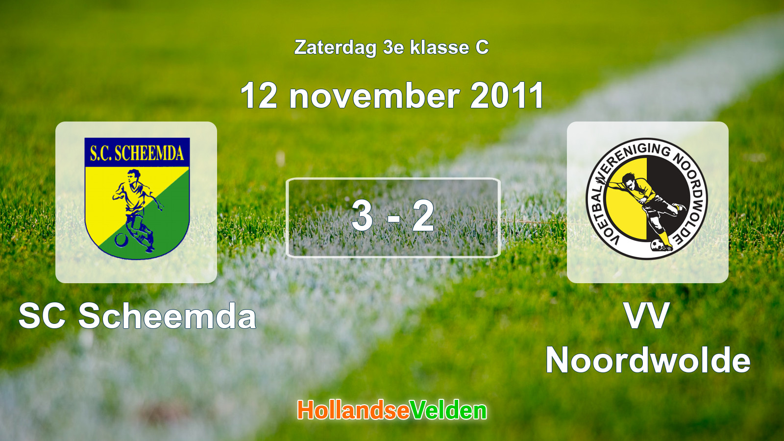 Gespeelde wedstrijd: SC Scheemda - VV Noordwolde 3 - 2 (12 november 2011)