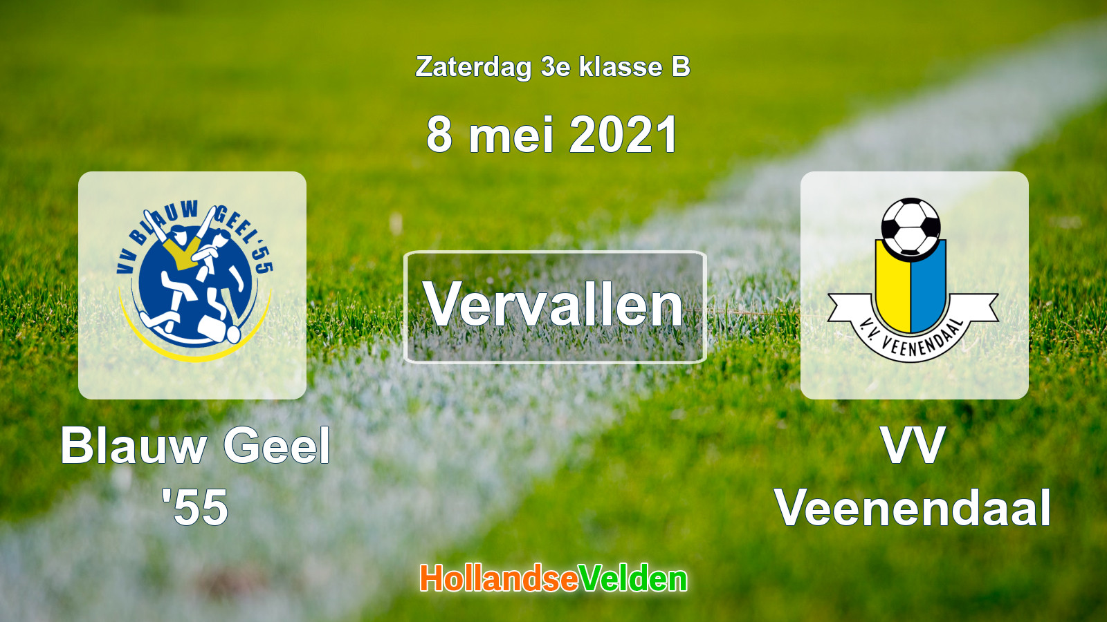 Geplande wedstrijd: Blauw Geel '55 - VV Veenendaal (8 mei 2021)