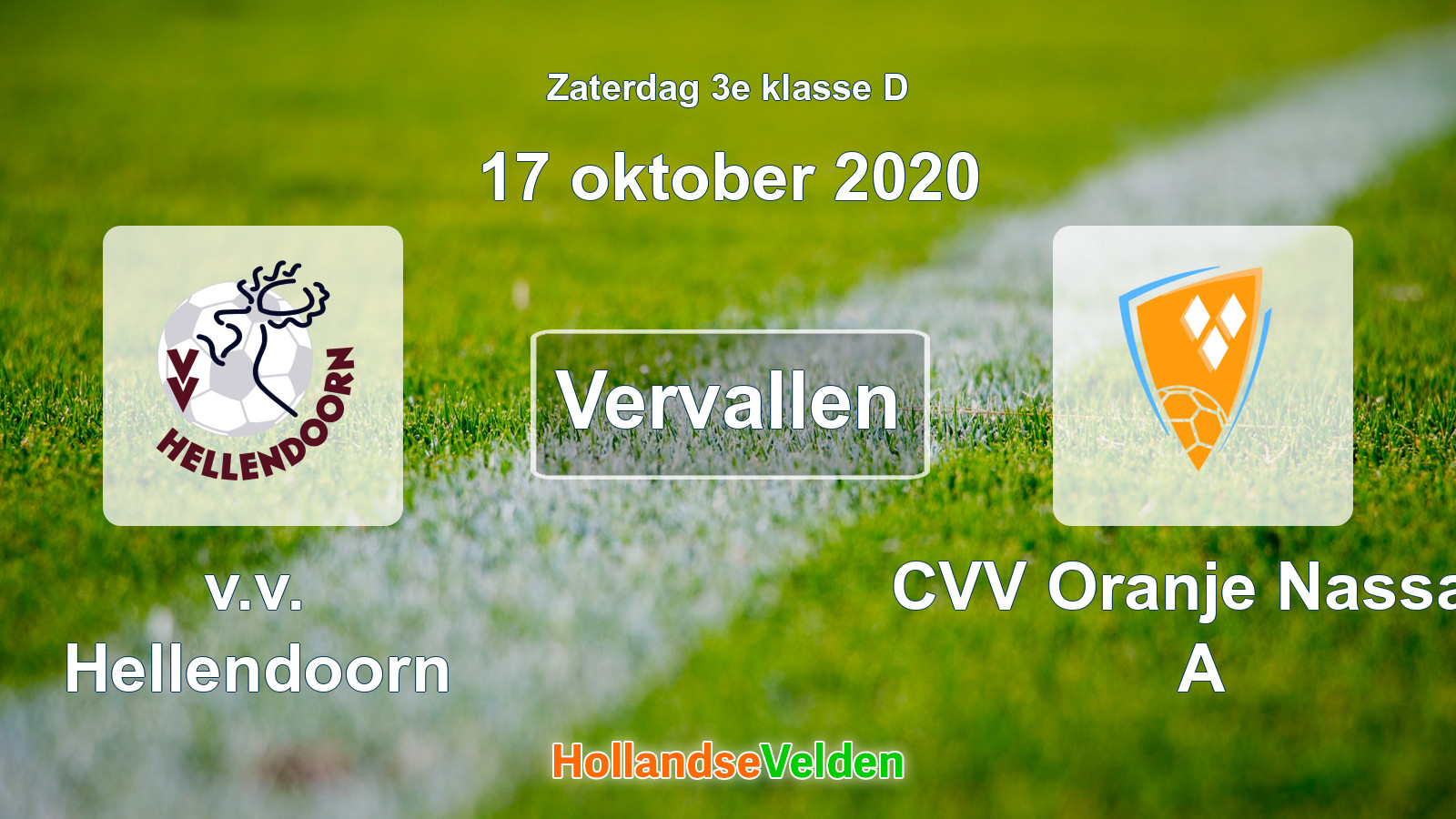 Geplande wedstrijd: v.v. Hellendoorn - CVV Oranje Nassau A (17 oktober 2020)