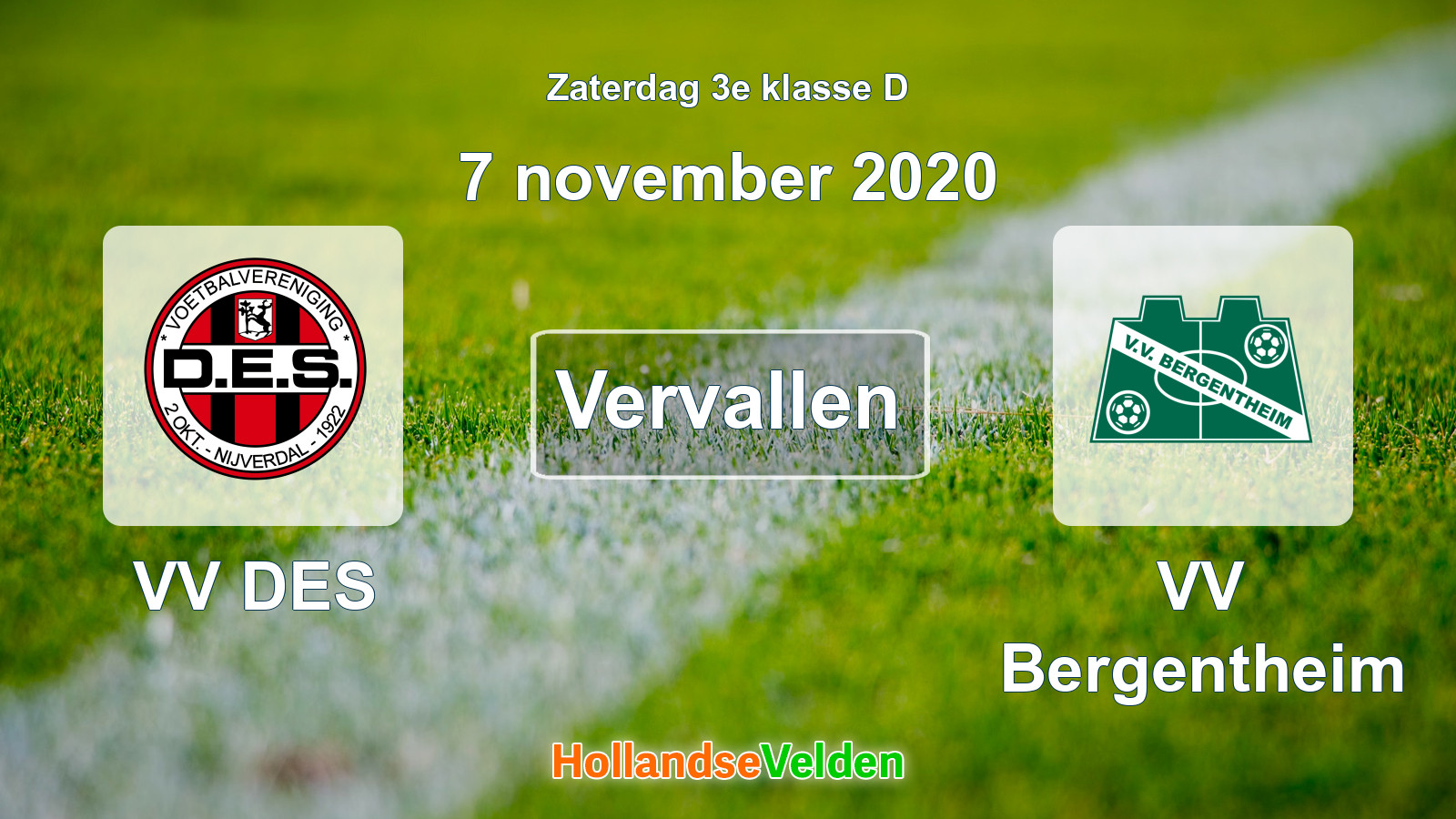 Geplande wedstrijd: VV DES - VV Bergentheim (7 november 2020)