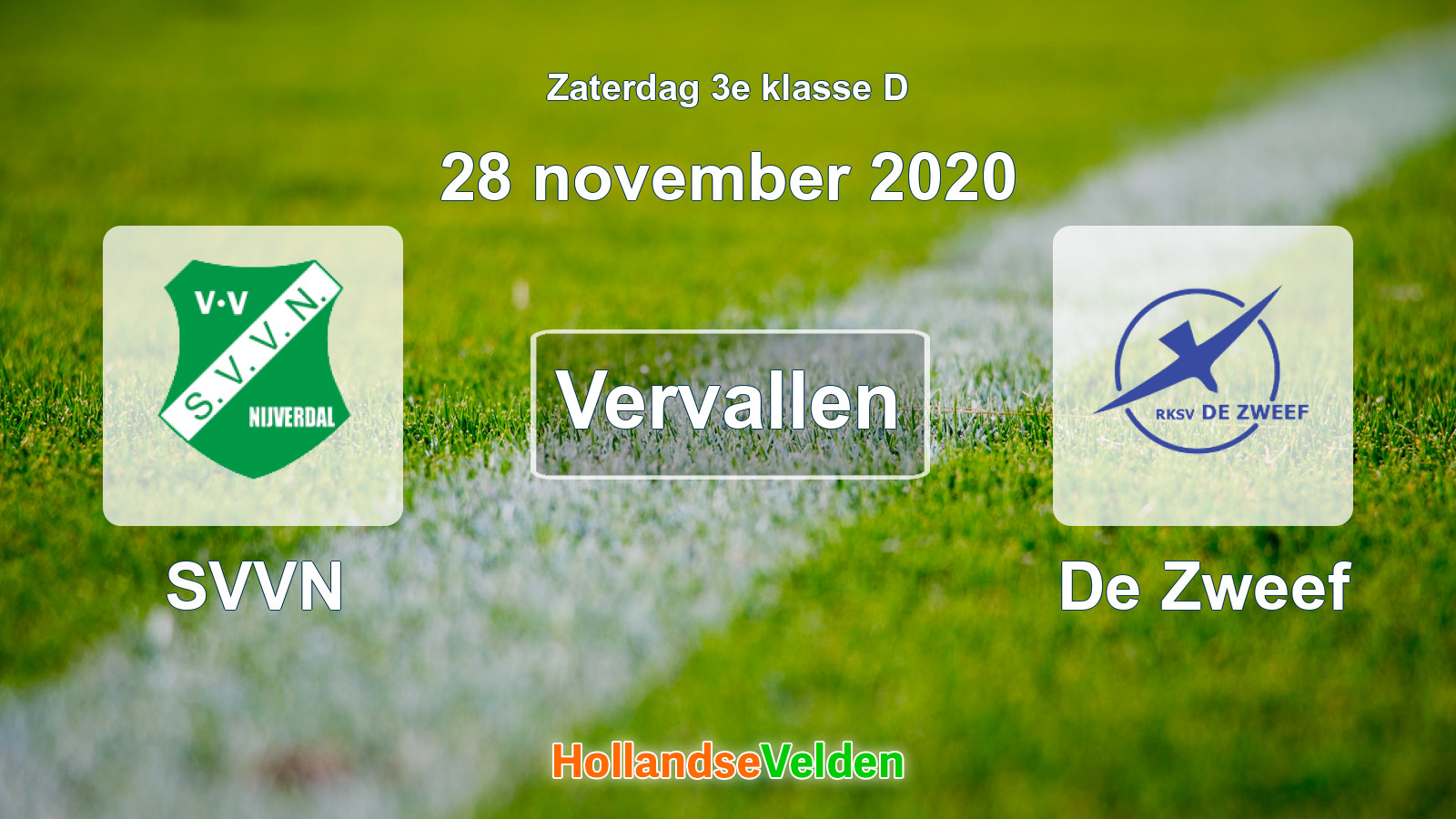 Geplande wedstrijd: SVVN - De Zweef (28 november 2020)