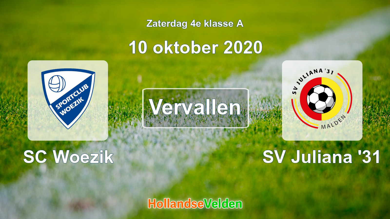 Geplande wedstrijd: SC Woezik - SV Juliana '31 (10 oktober 2020)
