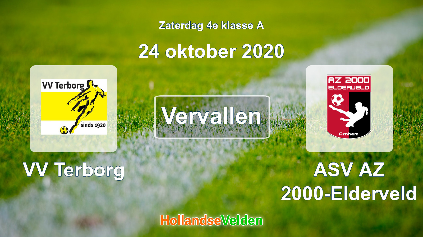 Geplande wedstrijd: VV Terborg - ASV AZ 2000-Elderveld (24 oktober 2020)