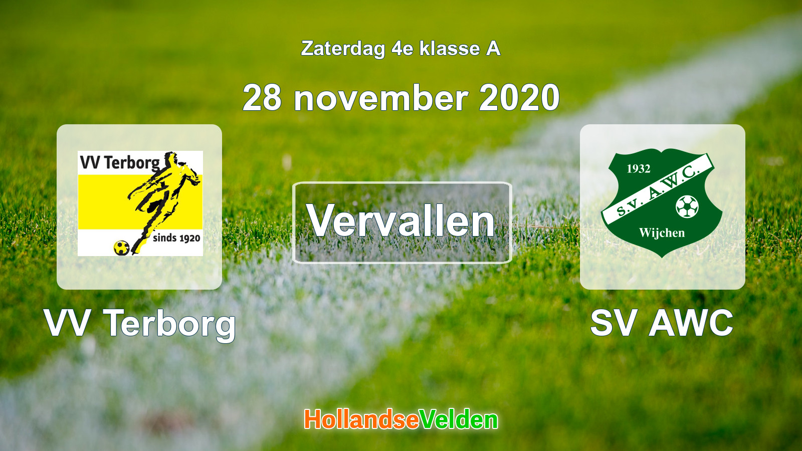 Geplande wedstrijd: VV Terborg - SV AWC (28 november 2020)