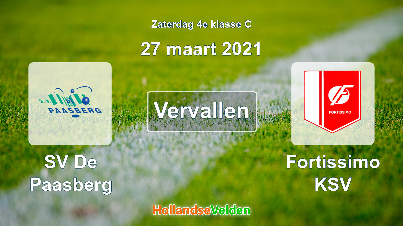Geplande wedstrijd: SV De Paasberg - Fortissimo KSV (27 maart 2021)