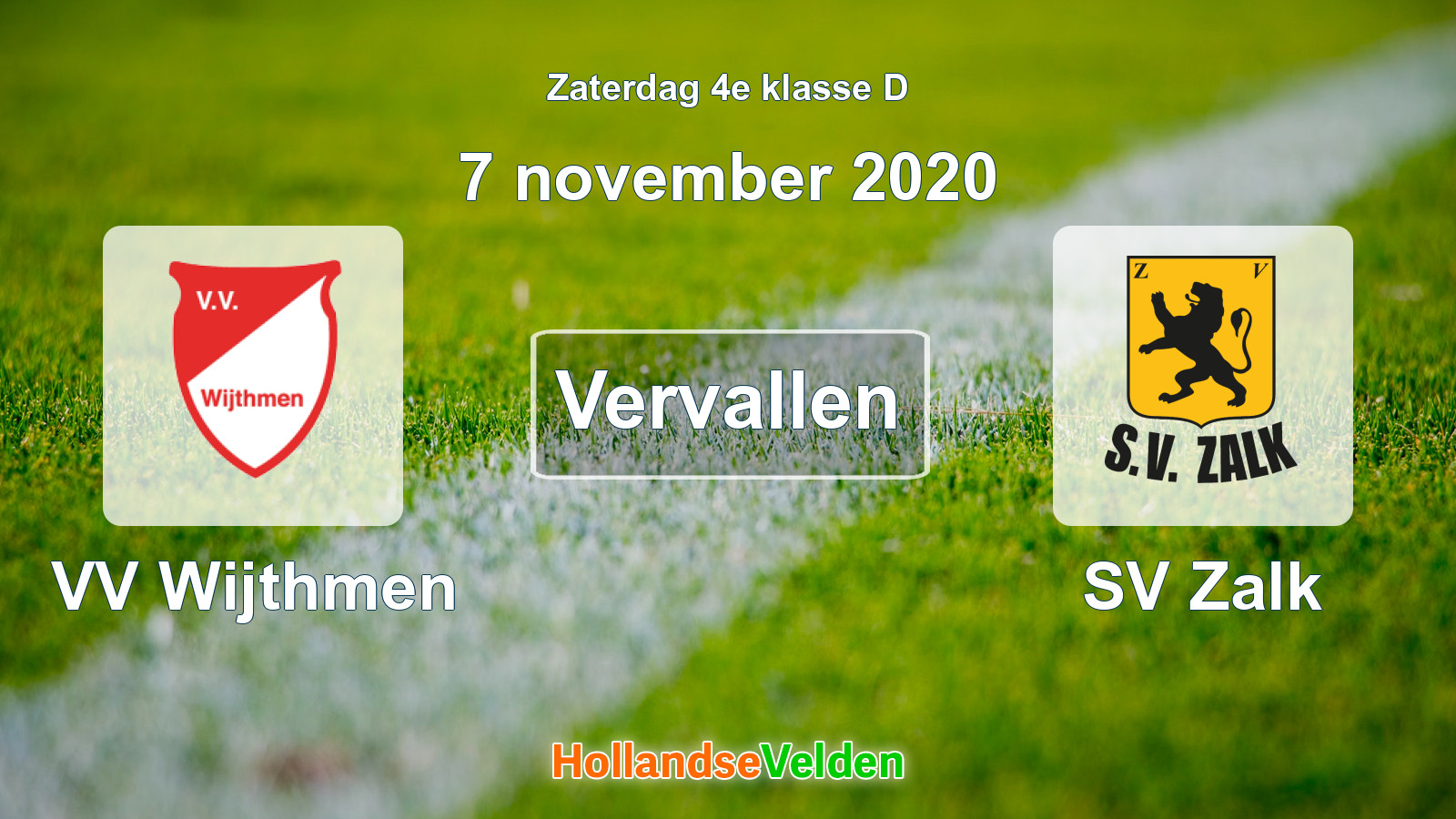 Geplande wedstrijd: VV Wijthmen - SV Zalk (7 november 2020)