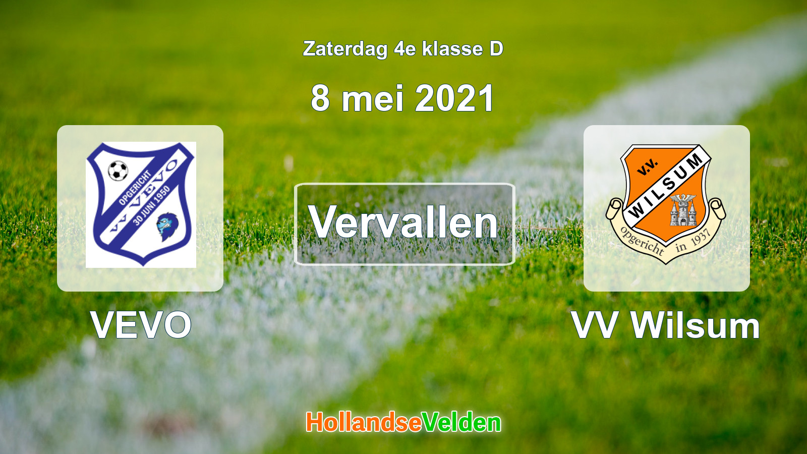 Geplande wedstrijd: VEVO - VV Wilsum (8 mei 2021)