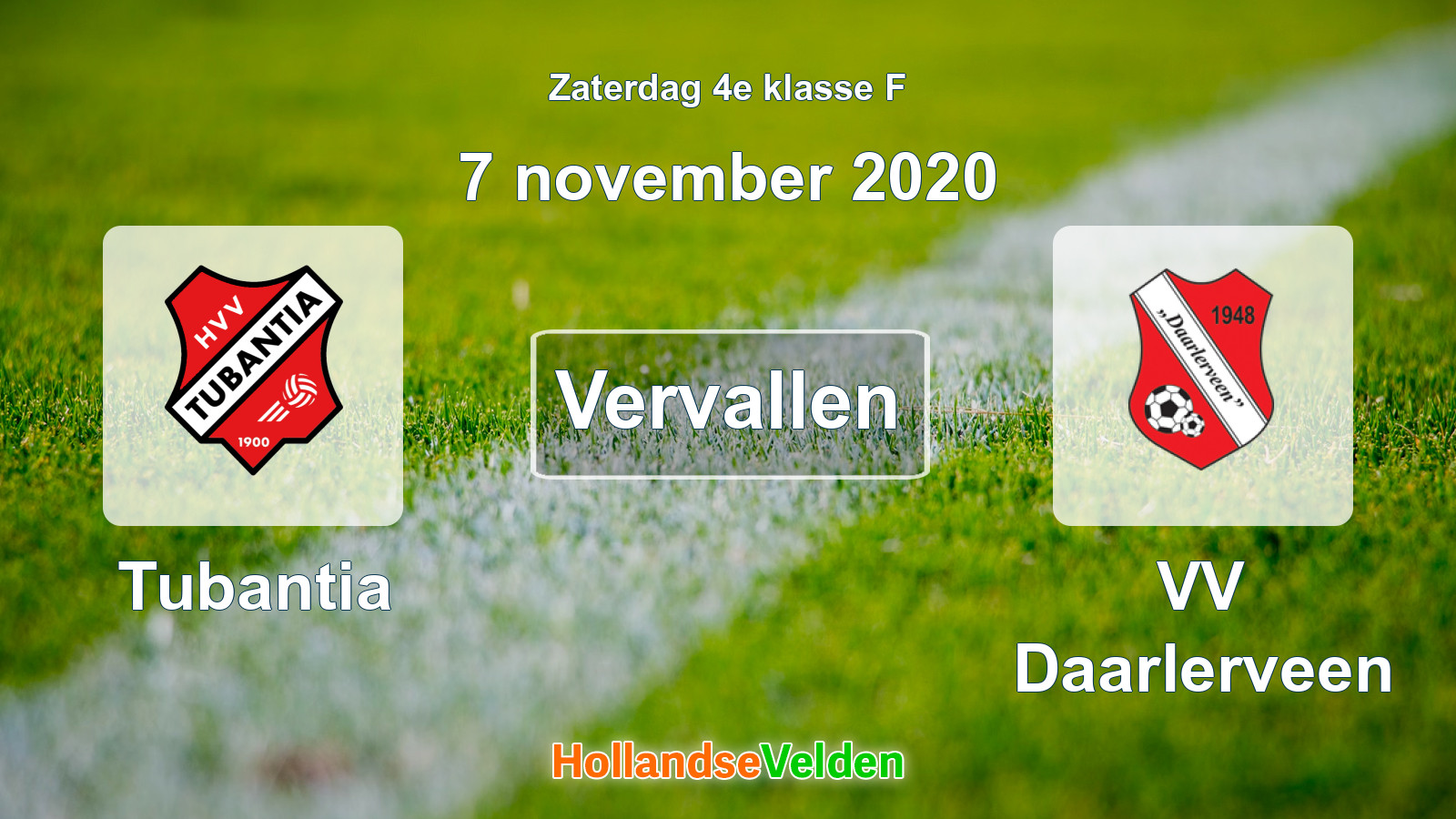 Geplande wedstrijd: Tubantia - VV Daarlerveen (7 november 2020)
