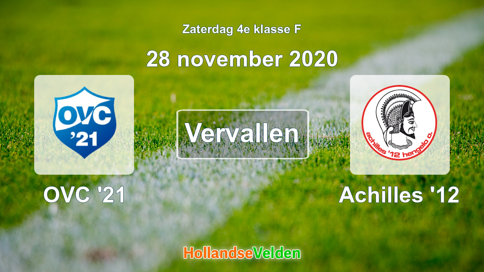 Geplande wedstrijd: OVC '21 - Achilles '12 (28 november 2020)