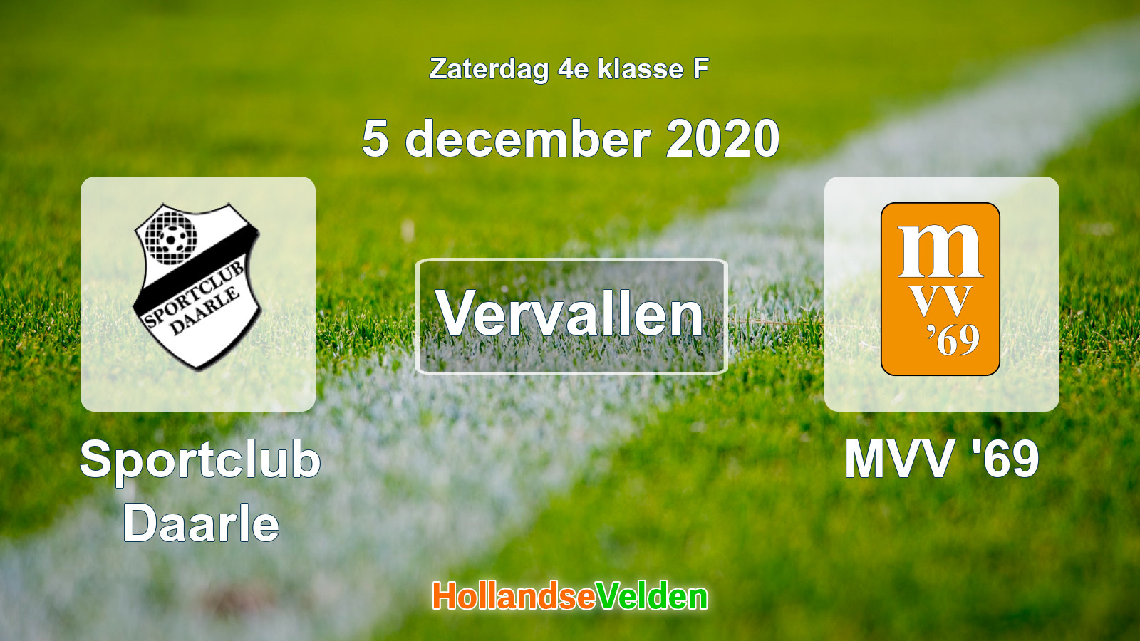 Geplande wedstrijd: Sportclub Daarle - MVV '69 (5 december 2020)