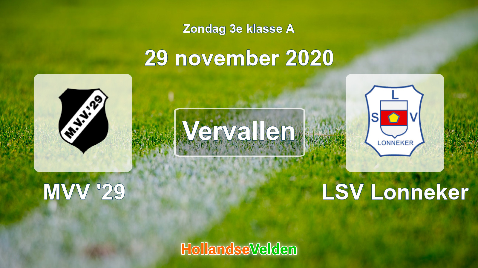 Geplande wedstrijd: MVV '29 - LSV Lonneker (29 november 2020)