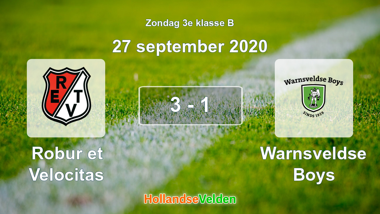 Gespeelde wedstrijd: Robur et Velocitas - Warnsveldse Boys 3 - 1 (27 september 2020)
