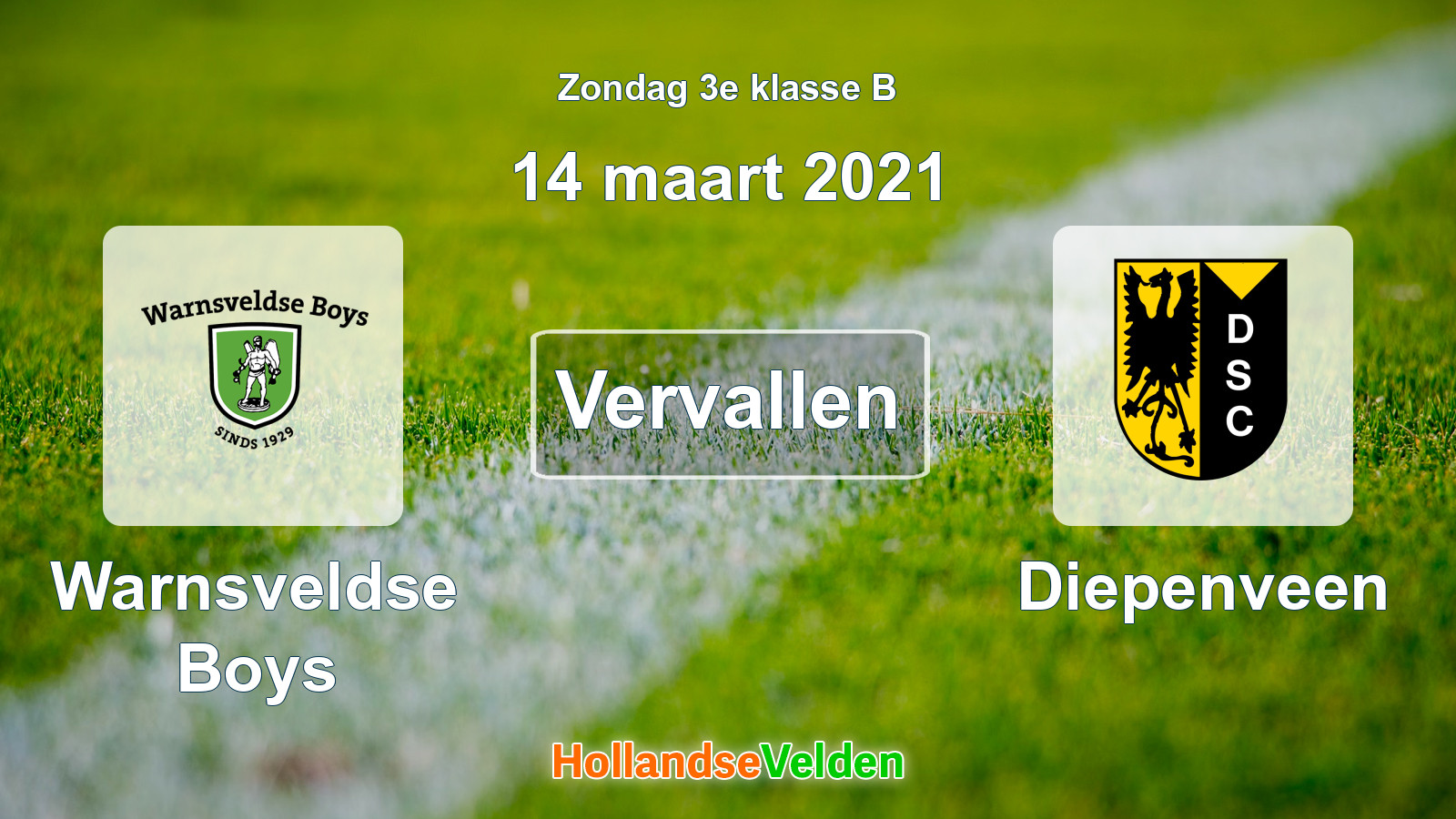 Geplande wedstrijd: Warnsveldse Boys - Diepenveen (14 maart 2021)