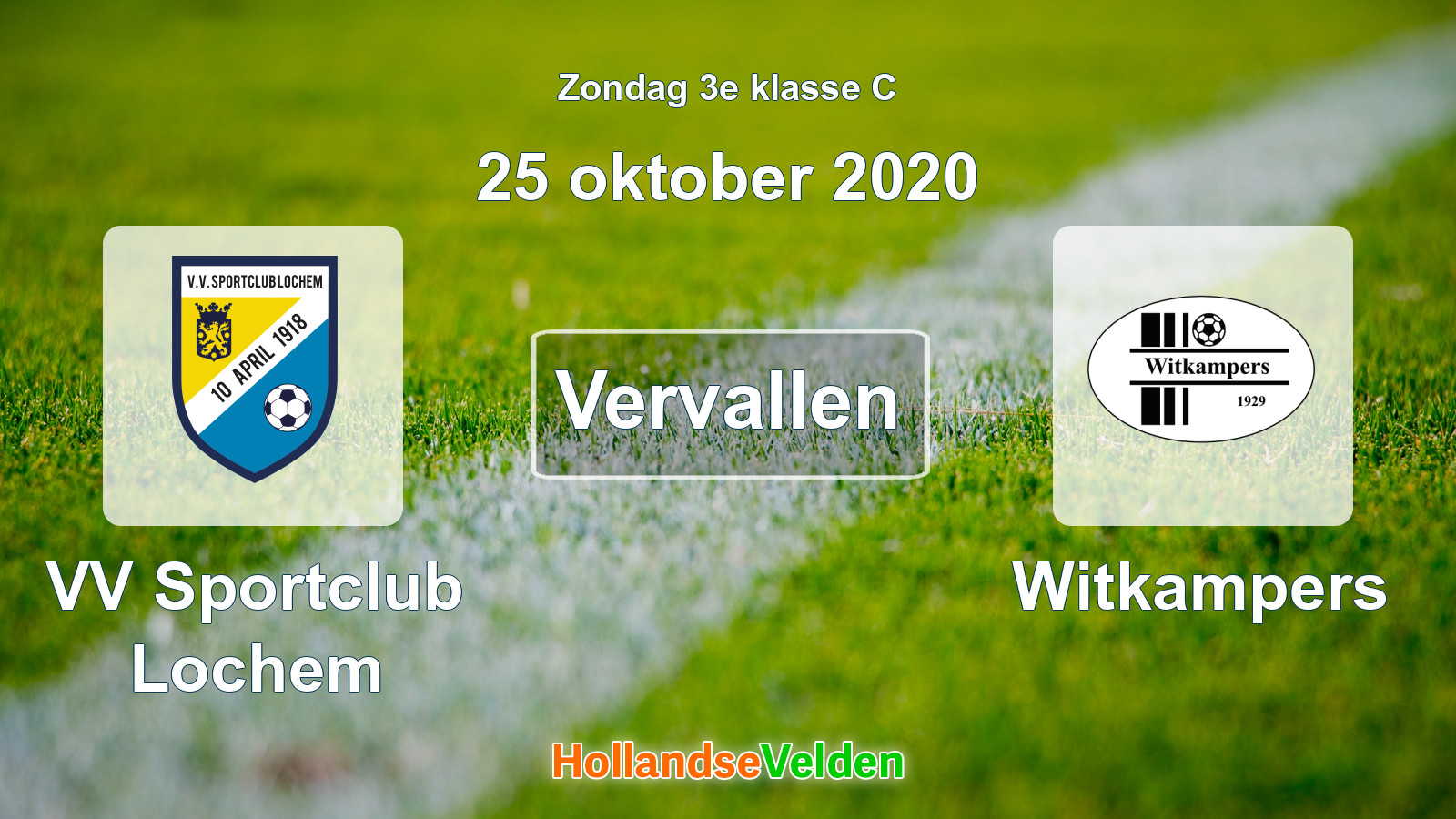 Geplande wedstrijd: VV Sportclub Lochem - Witkampers (25 oktober 2020)