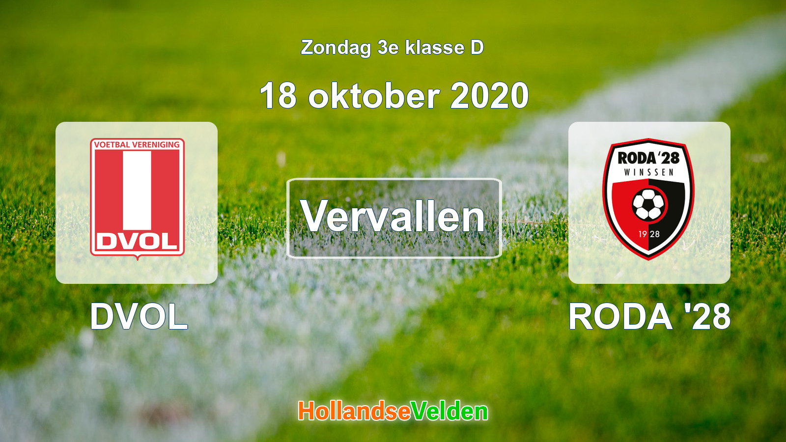 Geplande wedstrijd: DVOL - RODA '28 (18 oktober 2020)