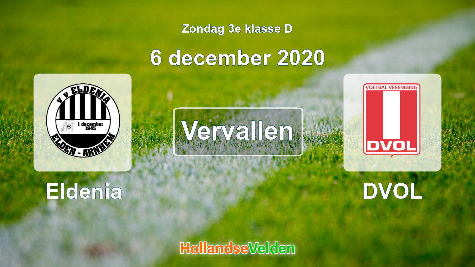 Geplande wedstrijd: Eldenia - DVOL (6 december 2020)