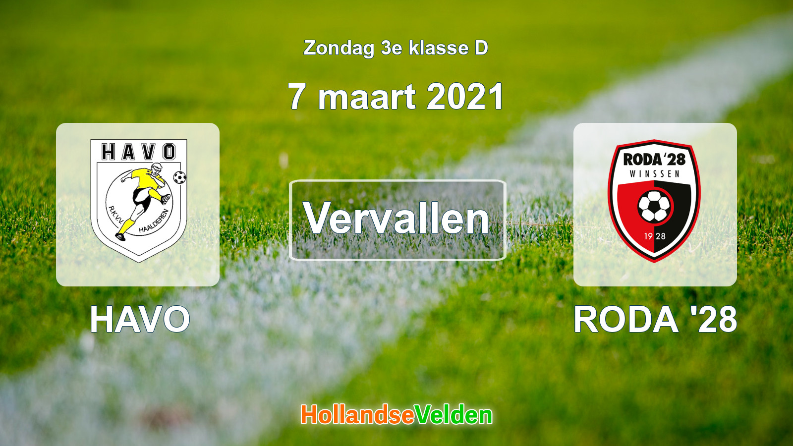 Geplande wedstrijd: HAVO - RODA '28 (7 maart 2021)