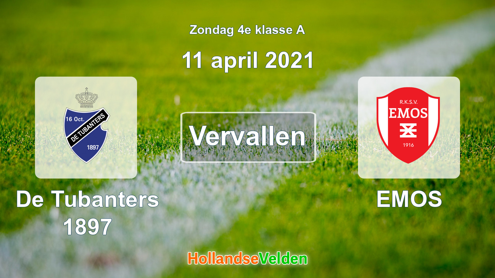 Geplande wedstrijd: De Tubanters 1897 - EMOS (11 april 2021)