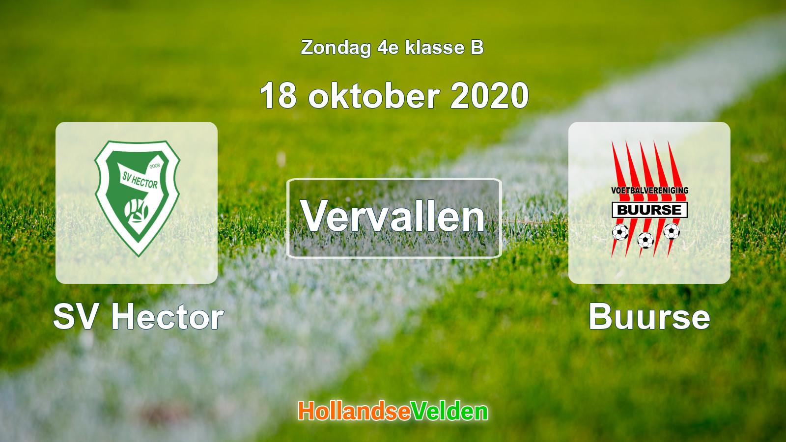 Geplande wedstrijd: SV Hector - Buurse (18 oktober 2020)