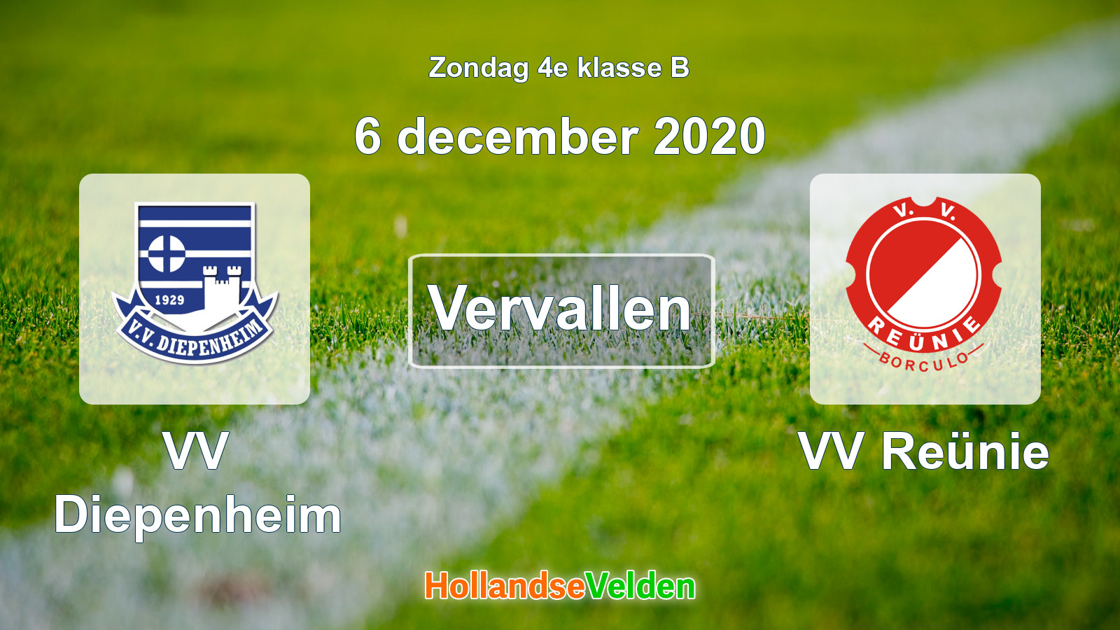 Geplande wedstrijd: VV Diepenheim - VV Reünie (6 december 2020)
