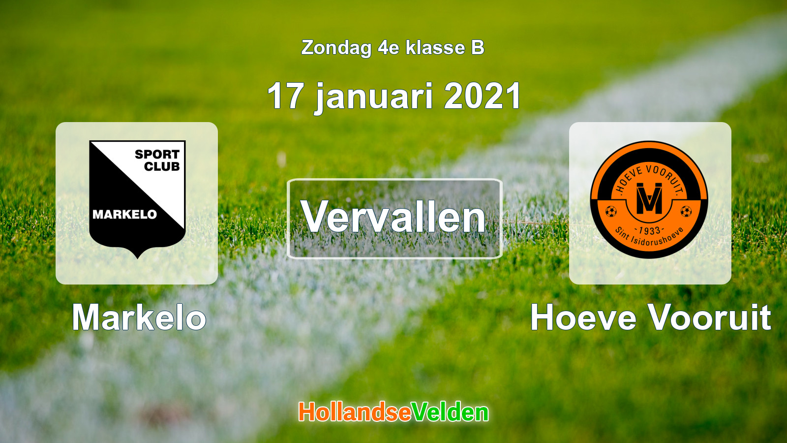 Geplande wedstrijd: Markelo - Hoeve Vooruit (17 januari 2021)