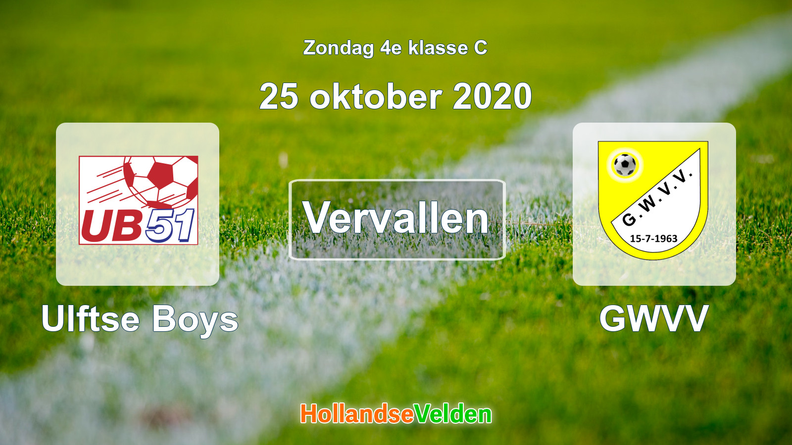 Geplande wedstrijd: Ulftse Boys - GWVV (25 oktober 2020)