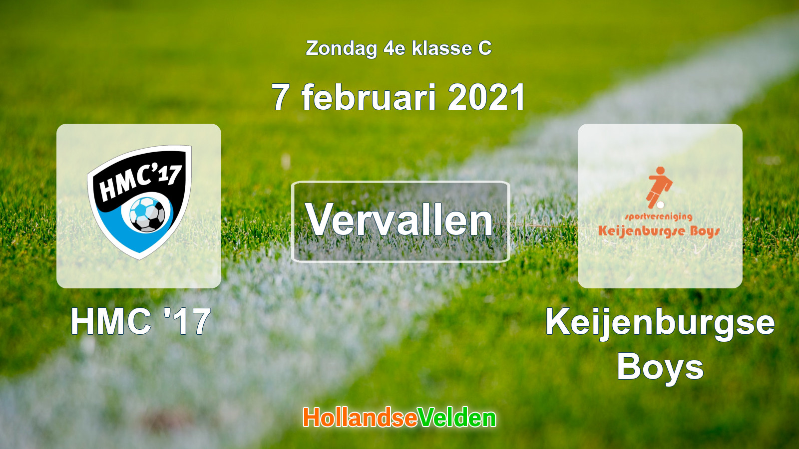 Geplande wedstrijd: HMC '17 - Keijenburgse Boys (7 februari 2021)