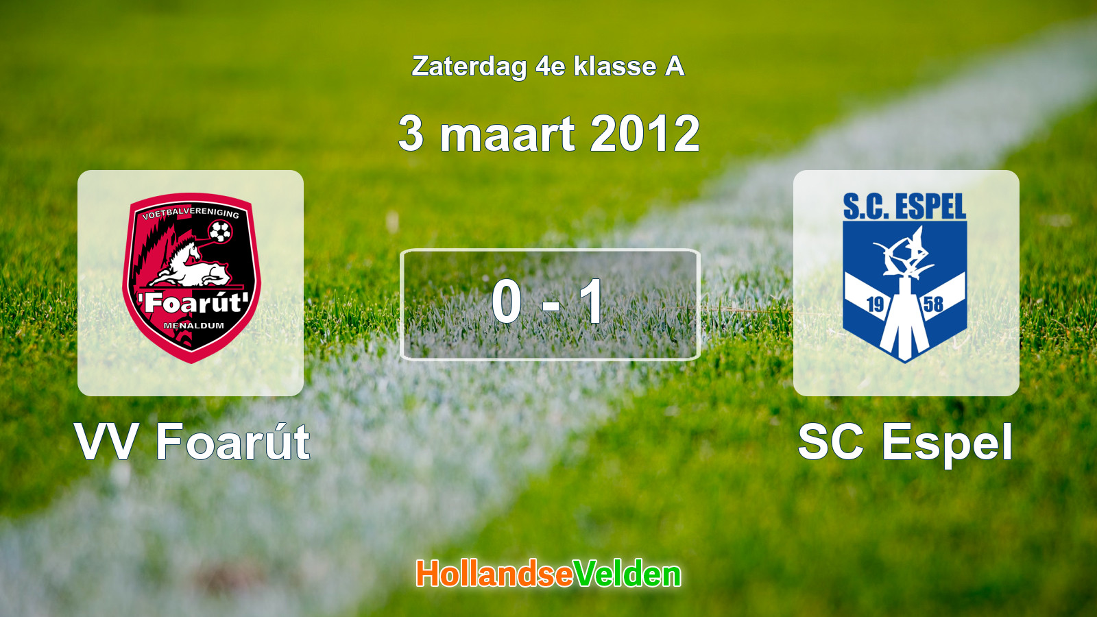 Gespeelde wedstrijd: VV Foarút - SC Espel 0 - 1 (3 maart 2012)