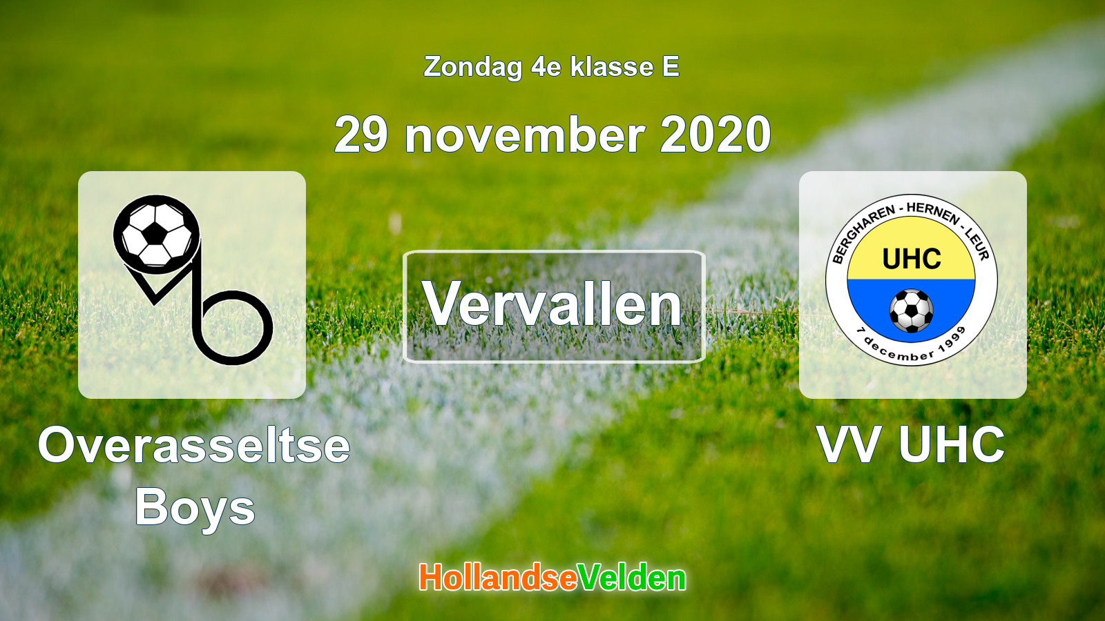 Geplande wedstrijd: Overasseltse Boys - VV UHC (29 november 2020)