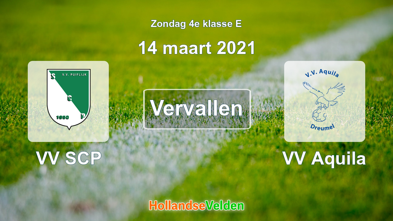 Geplande wedstrijd: VV SCP - VV Aquila (14 maart 2021)